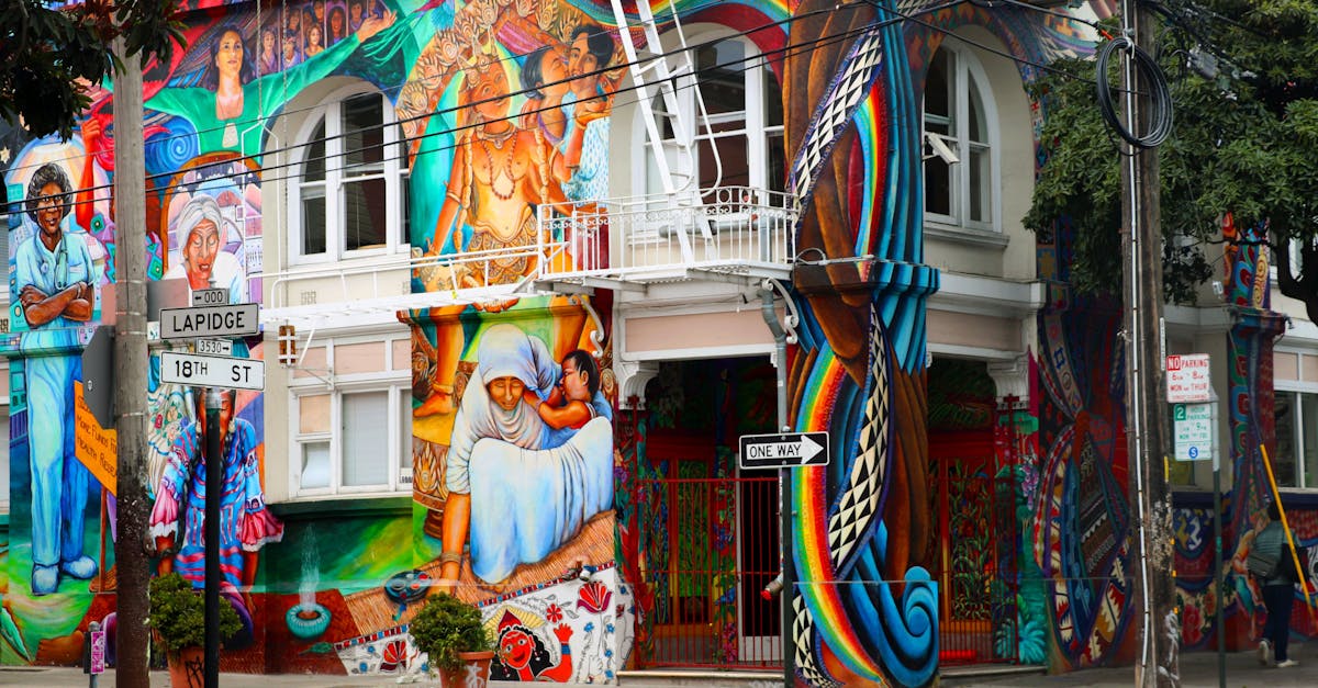 Colorful murals adorn the iconic Women's Building in San Francisco's Mission District, exemplifying urban creativity.