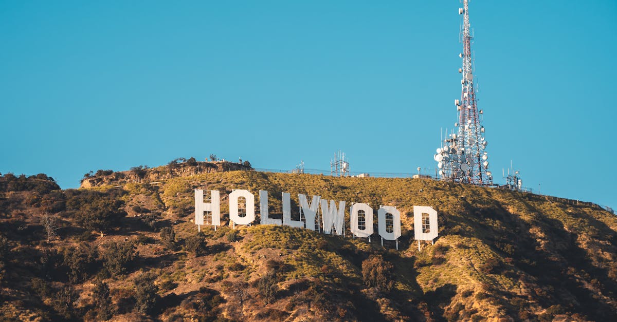 Iconic Hollywood Sign on a sunny day in Los Angeles, California.