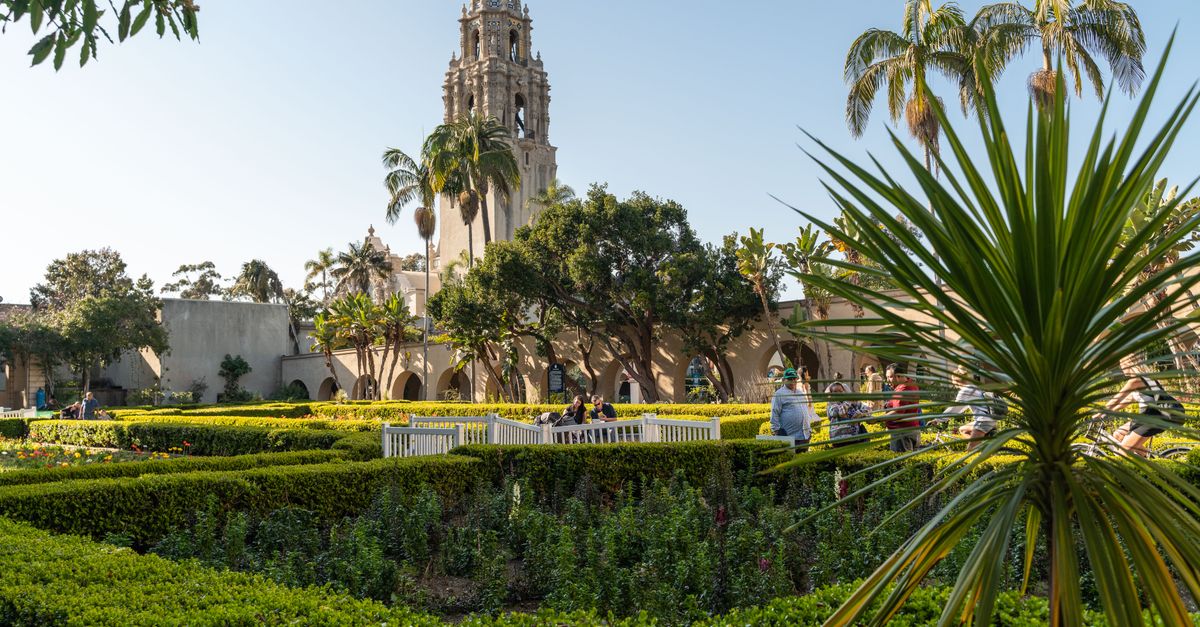Explore the lush gardens and historic architecture at Balboa Park in San Diego.