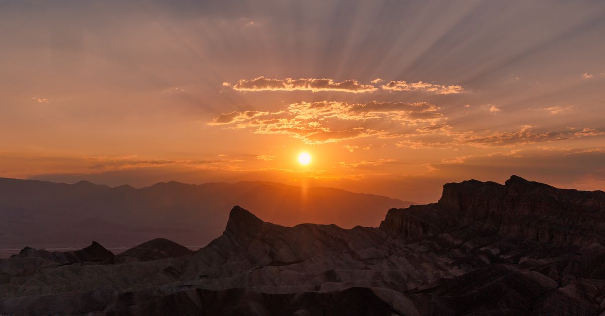 Breathtaking sunset view over Death Valley from Zabriskie Point.