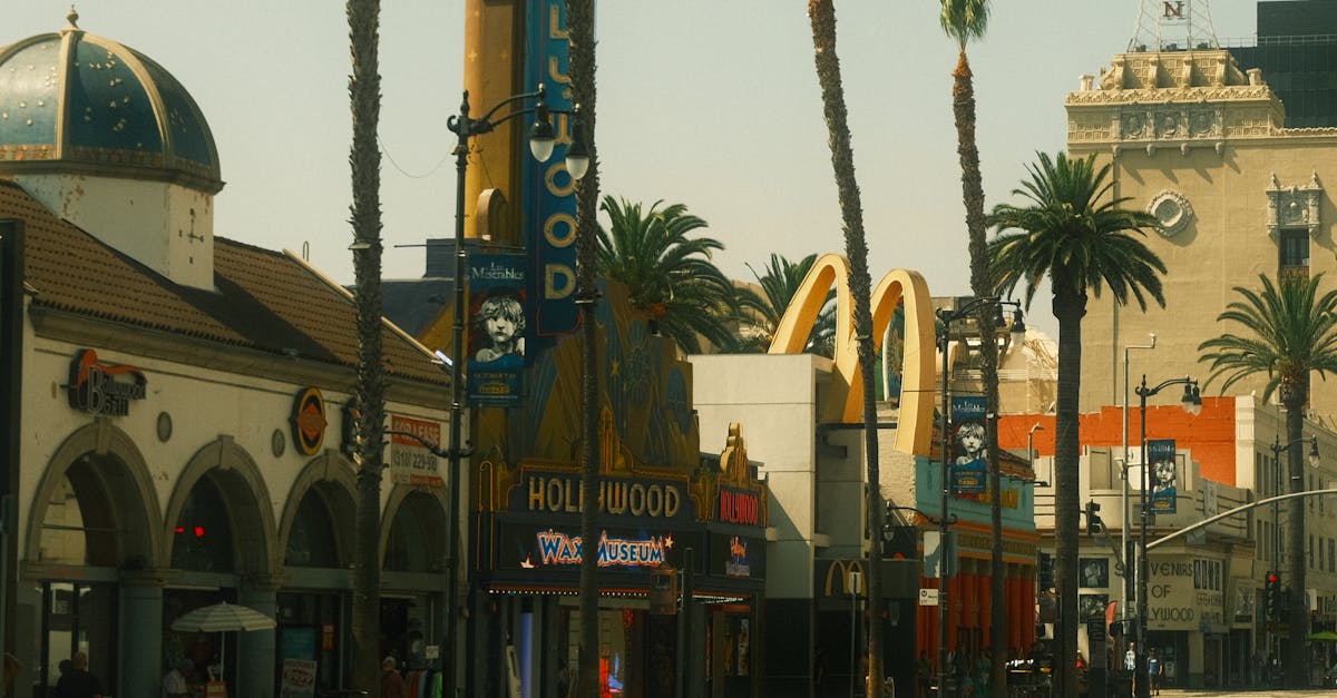 Scenic view of Hollywood Boulevard with iconic attractions in Los Angeles, California.