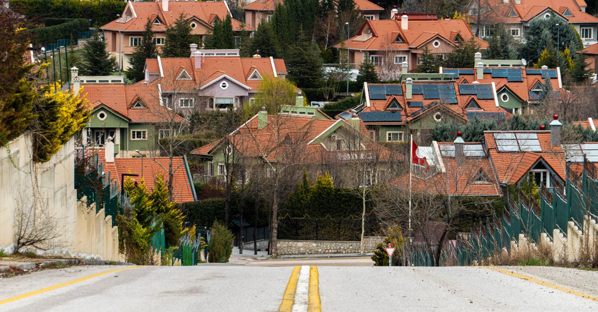 Charming residential neighborhood with terracotta roofs in Ankara, demonstrating modern urban living.