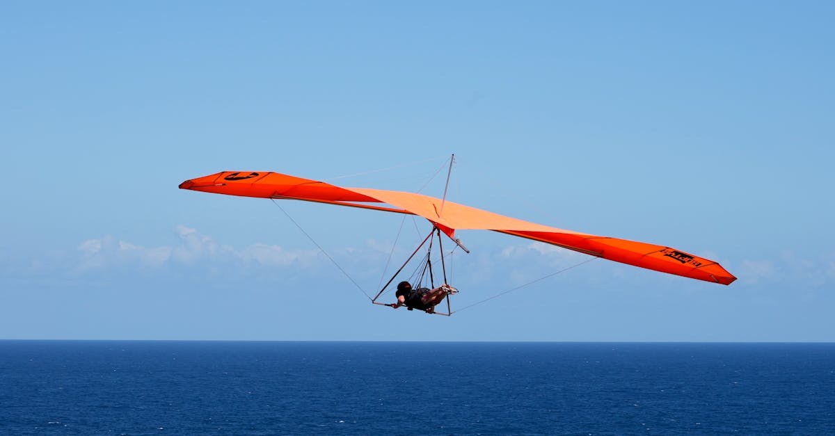 Hang glider soaring over the ocean on a clear, sunny day. Perfect for adventure enthusiasts.